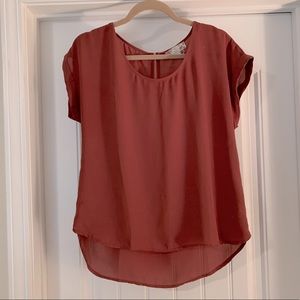 Burgundy Cap Sleeve Blouse. Pink Rose, size L
